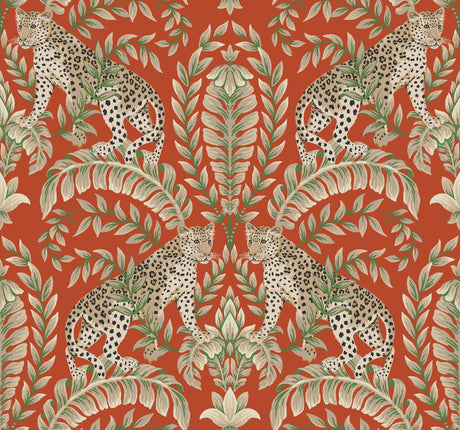 Ronald Redding Designs Jungle Leopard Orange Wallpaper