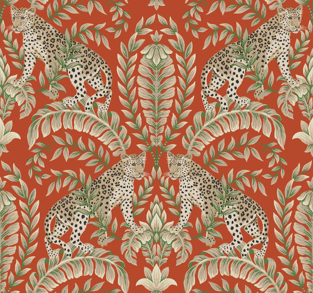 Ronald Redding Designs Jungle Leopard Orange Wallpaper