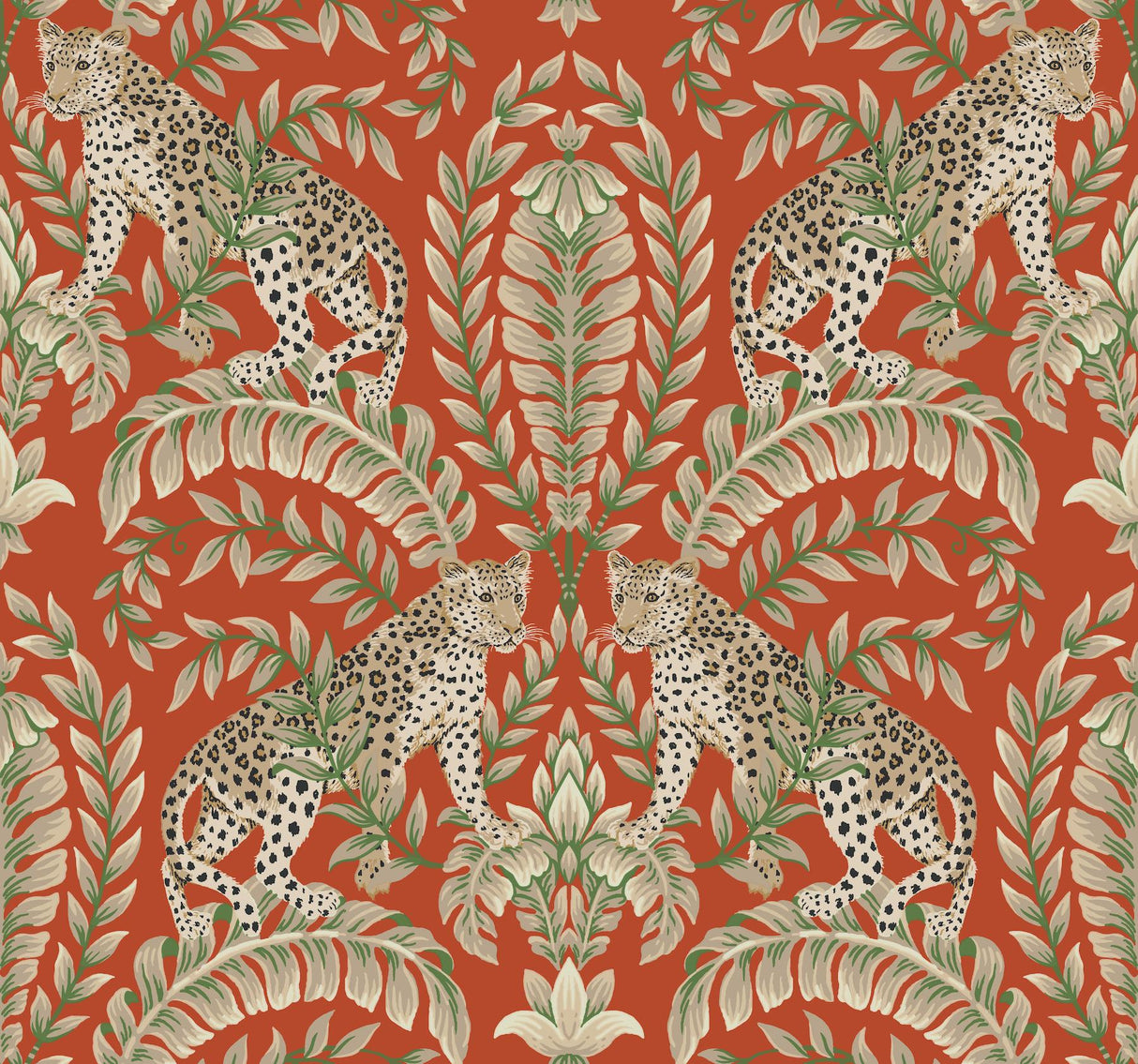 Ronald Redding Designs Jungle Leopard Orange Wallpaper