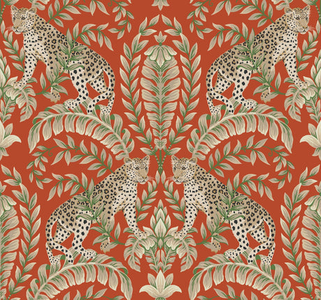 Ronald Redding Designs Jungle Leopard Orange Wallpaper