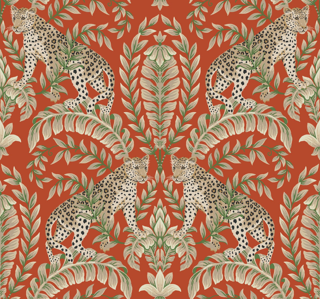 Ronald Redding Designs Jungle Leopard Orange Wallpaper