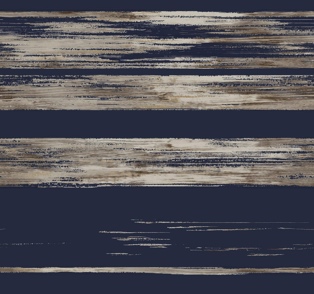Ronald Redding Designs Horizontal Dry Brush Navy Wallpaper