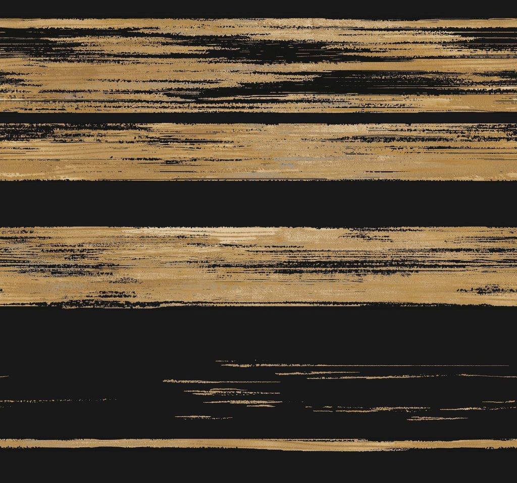 Ronald Redding Designs Horizontal Dry Brush Black/Gold Wallpaper