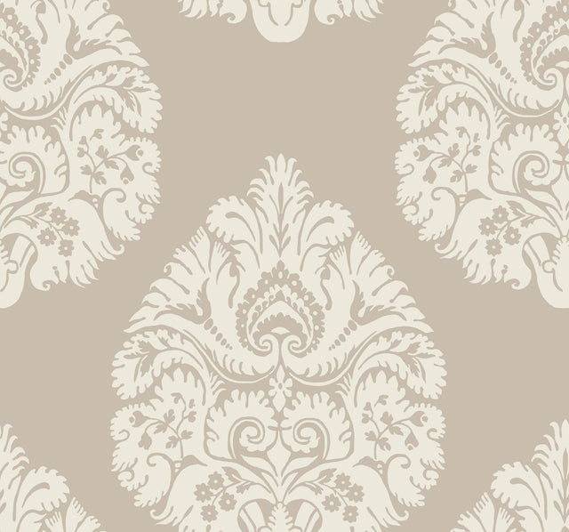 Ronald Redding Designs Teardrop Damask Beige Wallpaper