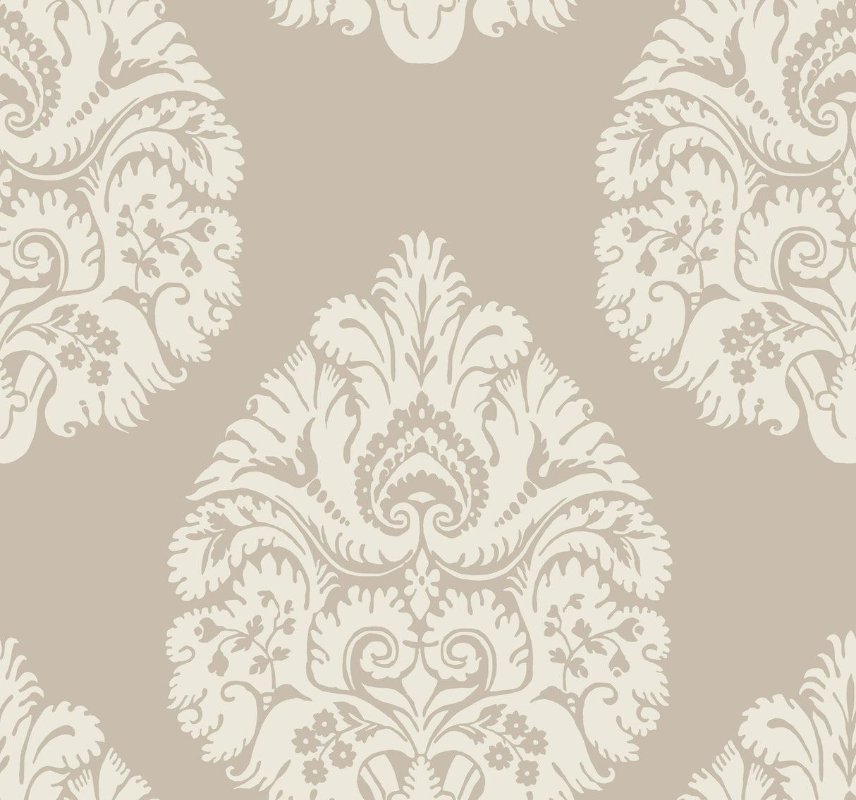 Ronald Redding Designs Teardrop Damask Beige Wallpaper