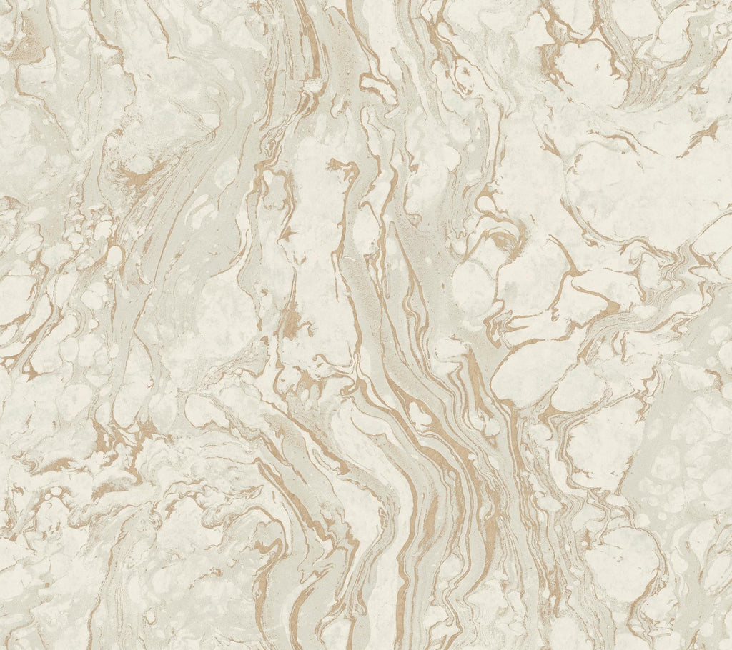 Ronald Redding Designs Polished Marble White/Gold Wallpaper