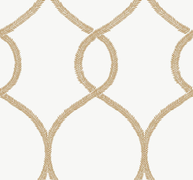 Ronald Redding Designs Laurel Leaf Ogee Gold Wallpaper