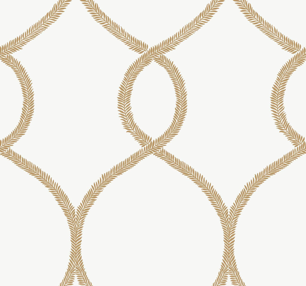 Ronald Redding Designs Laurel Leaf Ogee Gold Wallpaper