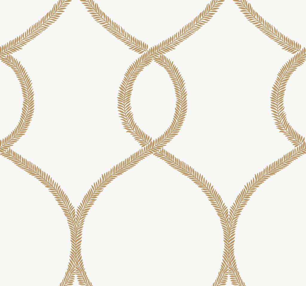 Ronald Redding Designs Laurel Leaf Ogee Gold Wallpaper