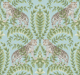 Ronald Redding Designs Jungle Leopard Teal Wallpaper