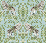 Ronald Redding Designs Jungle Leopard Teal Wallpaper