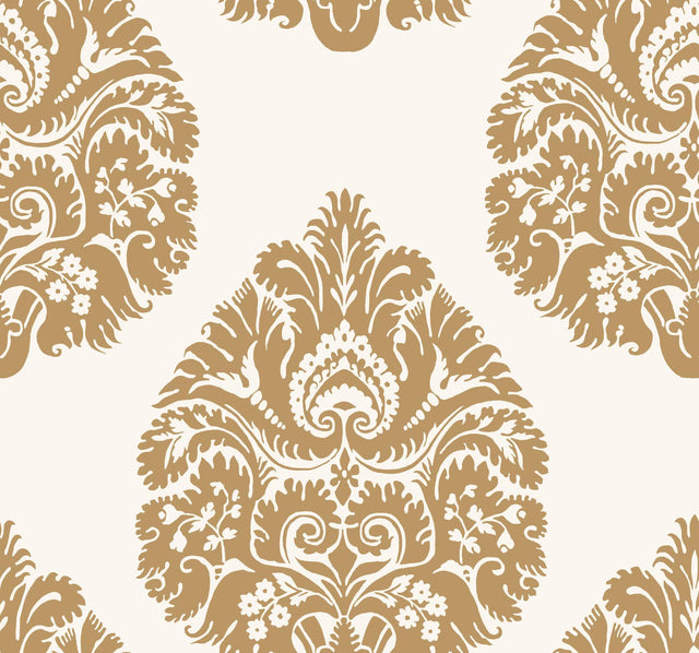 Ronald Redding Designs Teardrop Damask Gold Wallpaper