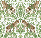 Ronald Redding Designs Jungle Leopard White/Green Wallpaper