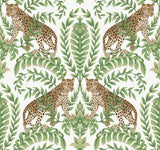 Ronald Redding Designs Jungle Leopard White/Green Wallpaper