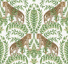 Ronald Redding Designs Jungle Leopard White/Green Wallpaper
