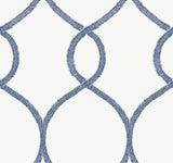 Ronald Redding Designs Laurel Leaf Ogee Navy Wallpaper