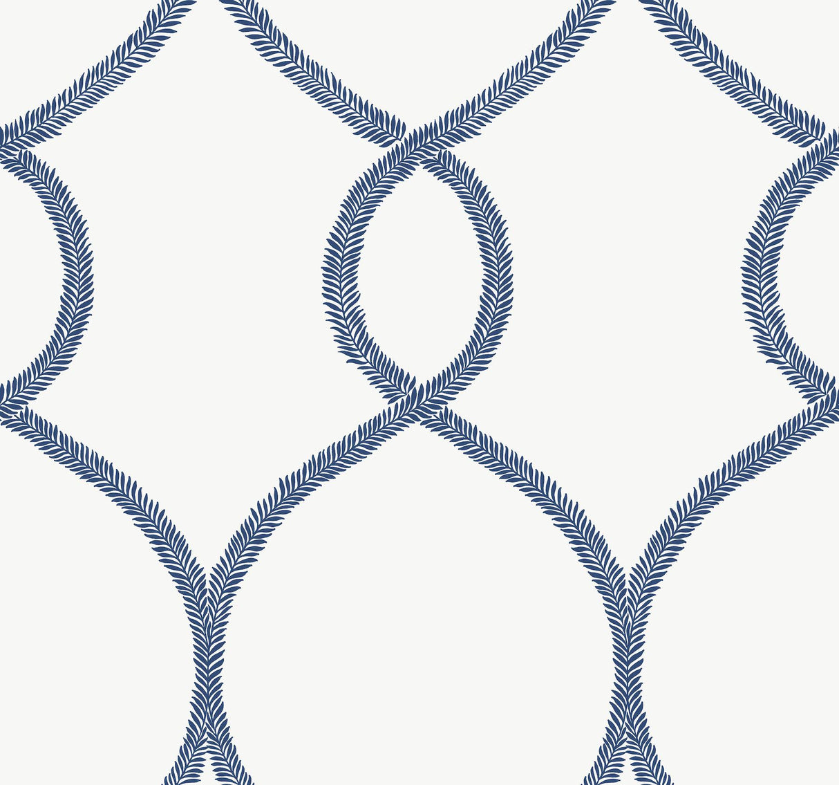 Ronald Redding Designs Laurel Leaf Ogee Navy Wallpaper