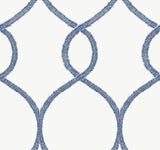 Ronald Redding Designs Laurel Leaf Ogee Navy Wallpaper
