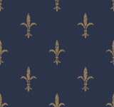 Ronald Redding Designs Fleur De Lis Navy/Gold Wallpaper