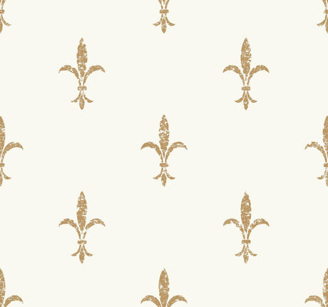Ronald Redding Designs Fleur De Lis White/Gold Wallpaper