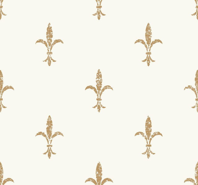 Ronald Redding Designs Fleur De Lis White/Gold Wallpaper