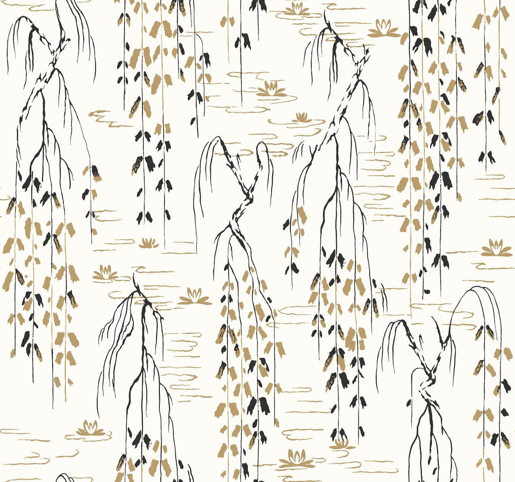 Ronald Redding Designs Willow Branches White Wallpaper