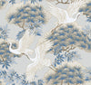 Ronald Redding Designs Sprig & Heron Light Blue Wallpaper