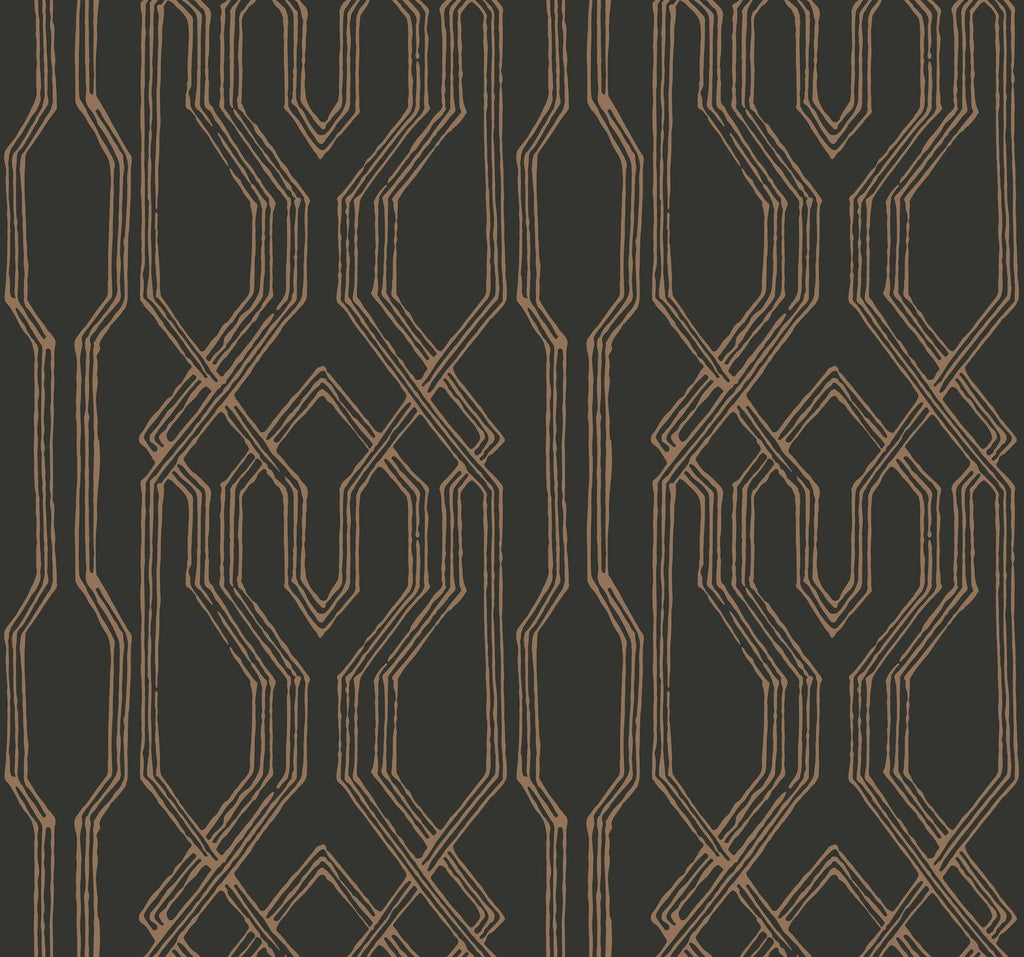 Ronald Redding Designs Oriental Lattice Black Wallpaper