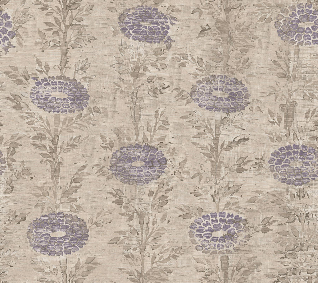 Ronald Redding Designs French Marigold Tan/Purple Wallpaper