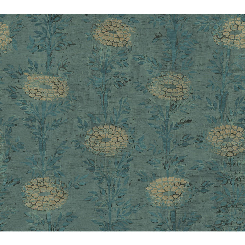 Ronald Redding Designs French Marigold Teal Wallpaper