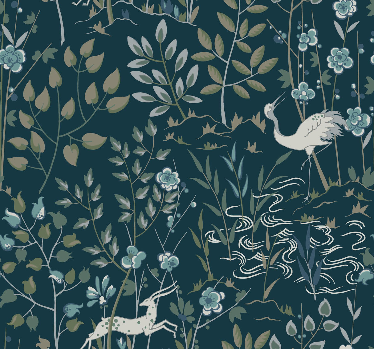 Ronald Redding Designs Aspen Dark Blue Wallpaper