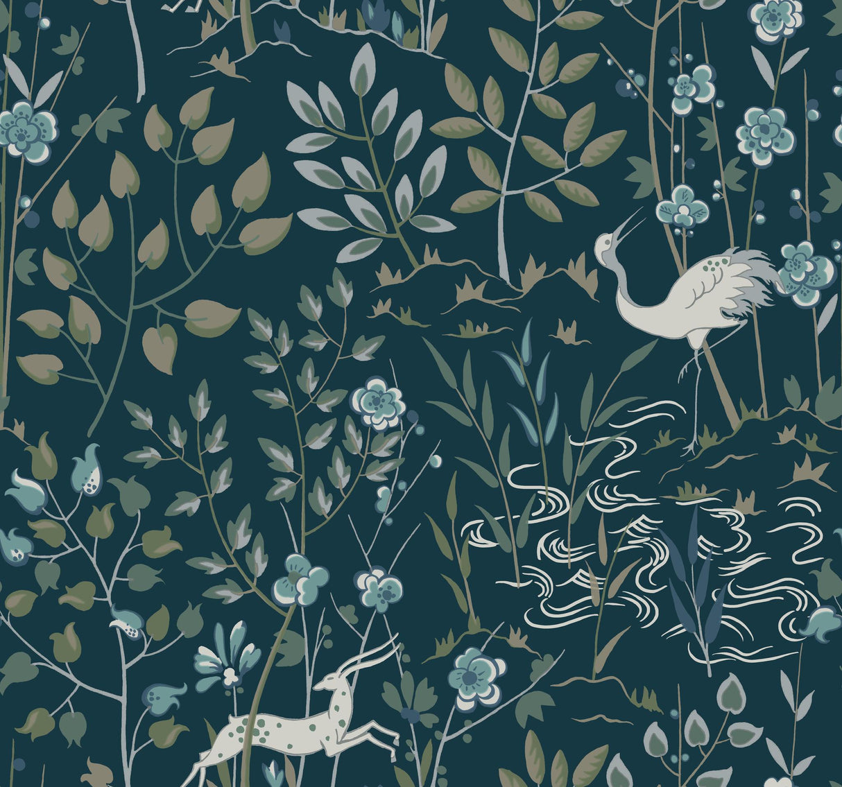 Ronald Redding Designs Aspen Dark Blue Wallpaper