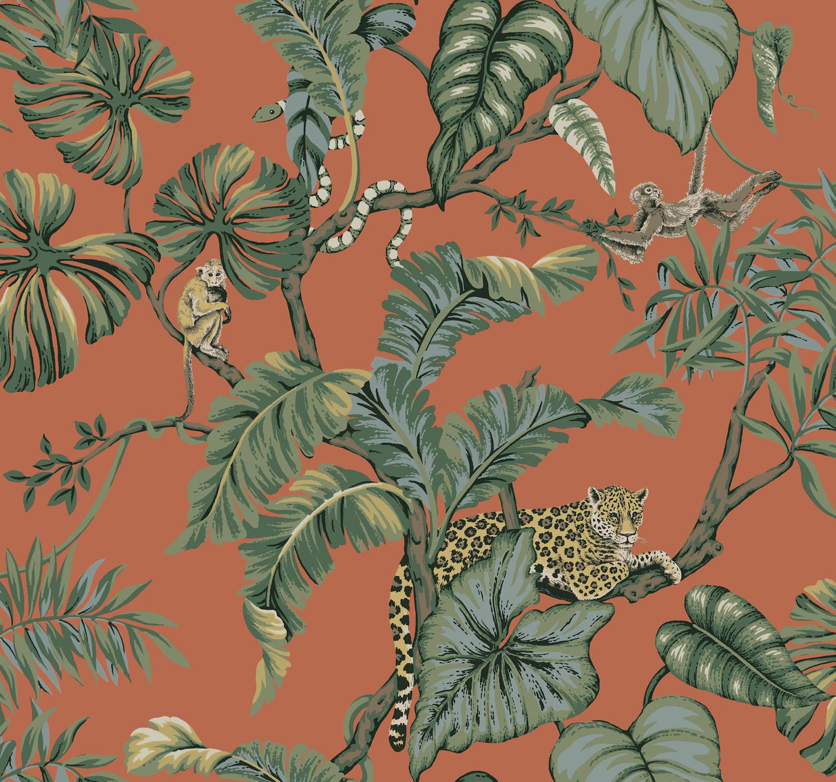 Ronald Redding Designs Jungle Cat Orange Wallpaper
