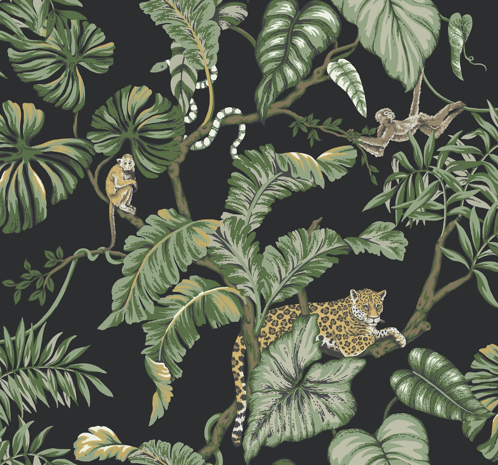 Ronald Redding Designs Jungle Cat Black Wallpaper