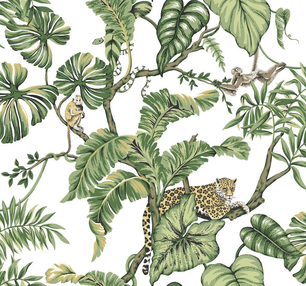 Ronald Redding Designs Jungle Cat White Wallpaper
