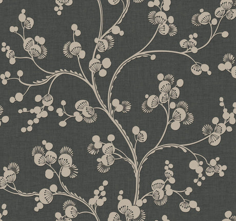 York Dahlia Trail Black/Taupe Wallpaper