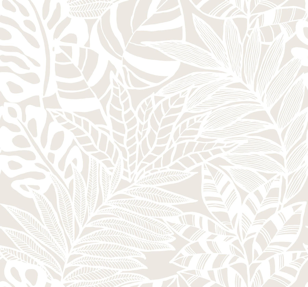 York Jungle Leaves White Wallpaper