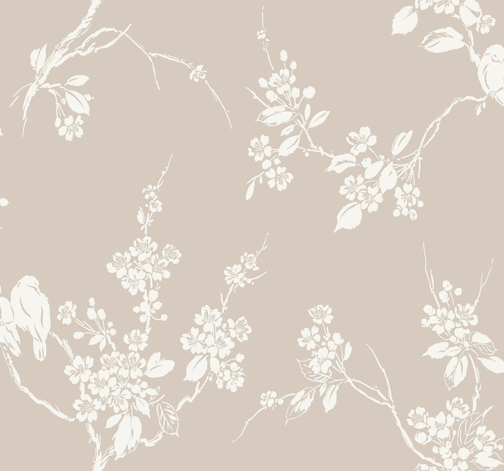 York Imperial Blossoms Branch Taupe Wallpaper