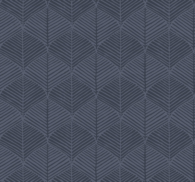 York Palm Thatch Navy Wallpaper