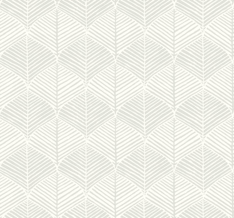 York Palm Thatch White/Gray Wallpaper