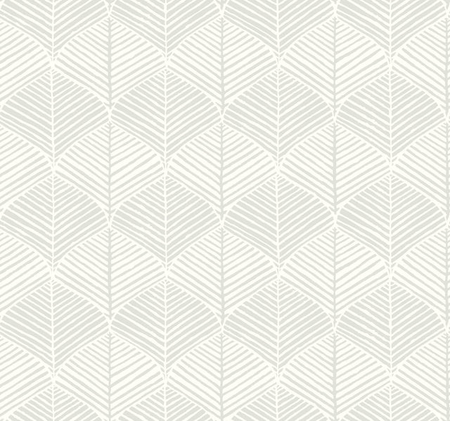 York Palm Thatch White/Gray Wallpaper