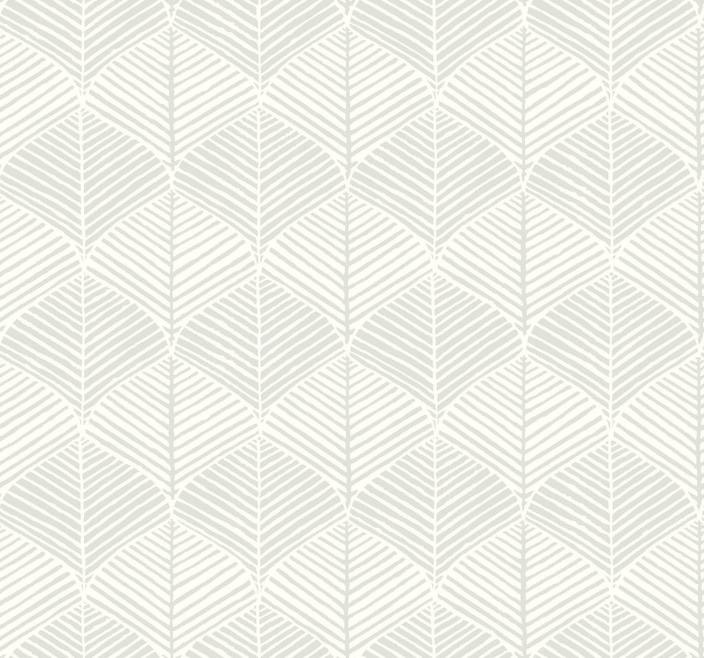 York Palm Thatch White/Gray Wallpaper