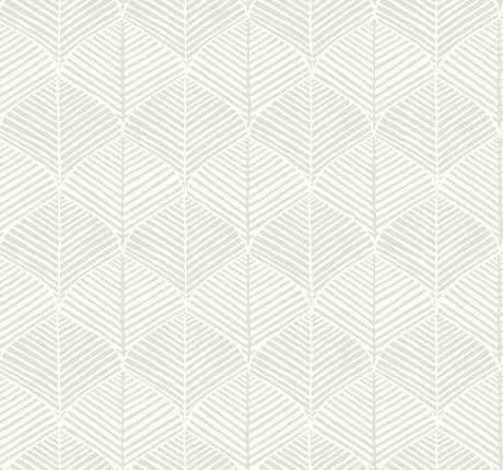 York Palm Thatch White/Gray Wallpaper