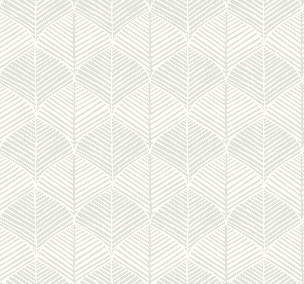 York Palm Thatch White/Gray Wallpaper