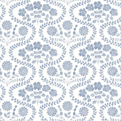 York Folksy Floral Blue/White Wallpaper