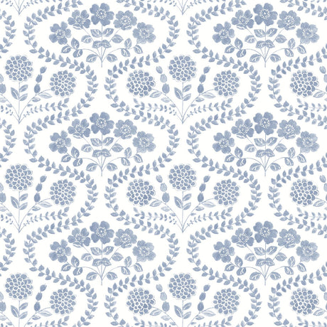 York Folksy Floral Blue/White Wallpaper