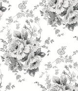 York Heritage Rose White/Black Wallpaper