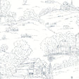 York Pasture Toile Navy/White Wallpaper