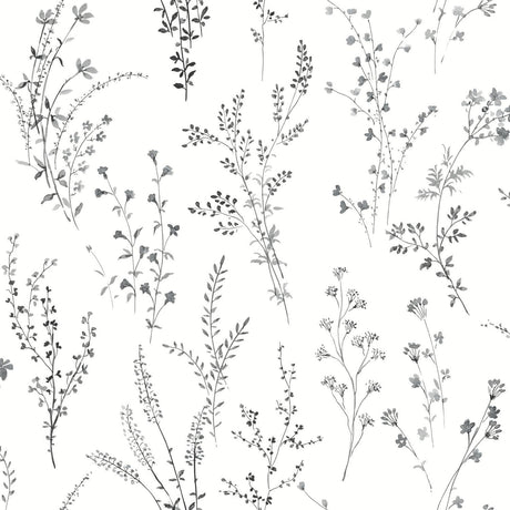 York Wildflower Sprigs Black/White Wallpaper