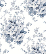 York Heritage Rose Navy/White Wallpaper